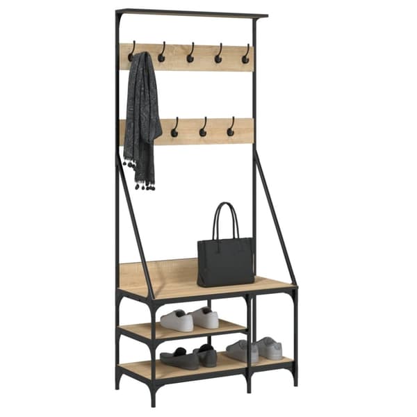 The Living Store tøjstativ med skoopbevaring 80x40x184 cm sonoma-eg -  Tøjstativer