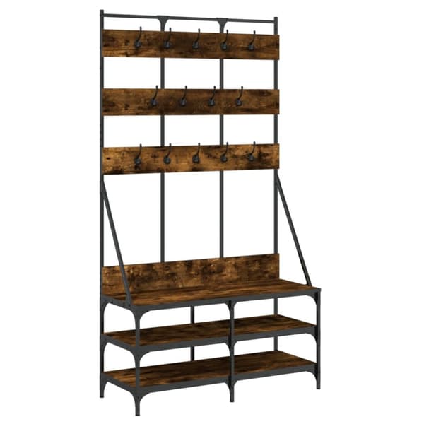 The Living Store Klädställning med skoförvaring rökfärgad ek 100x40x184 cm -  Klädhängare