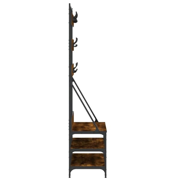 The Living Store Klädställning med skoförvaring rökfärgad ek 100x40x184 cm -  Klädhängare