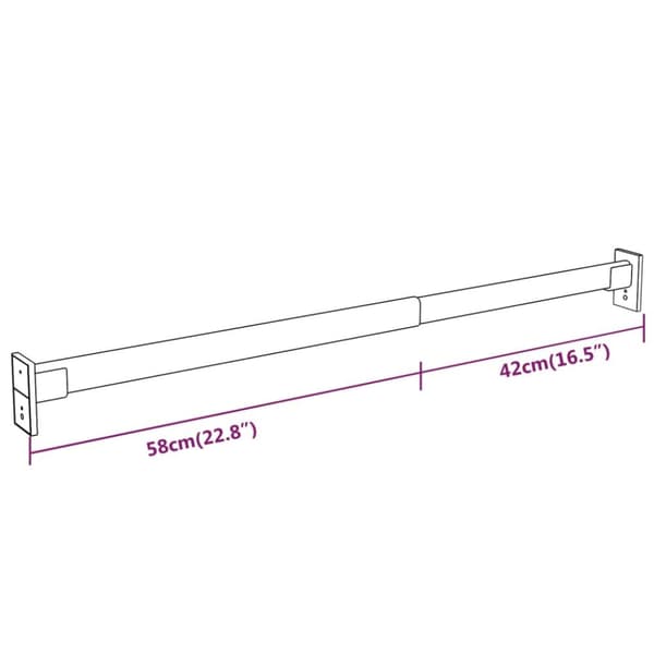 bøjlestænger 2 stk. 58-100 cm sølvfarvet