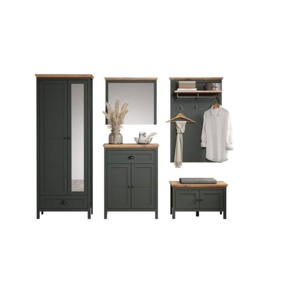 Stanton garderobe oppstilling grønn, eik dekor.