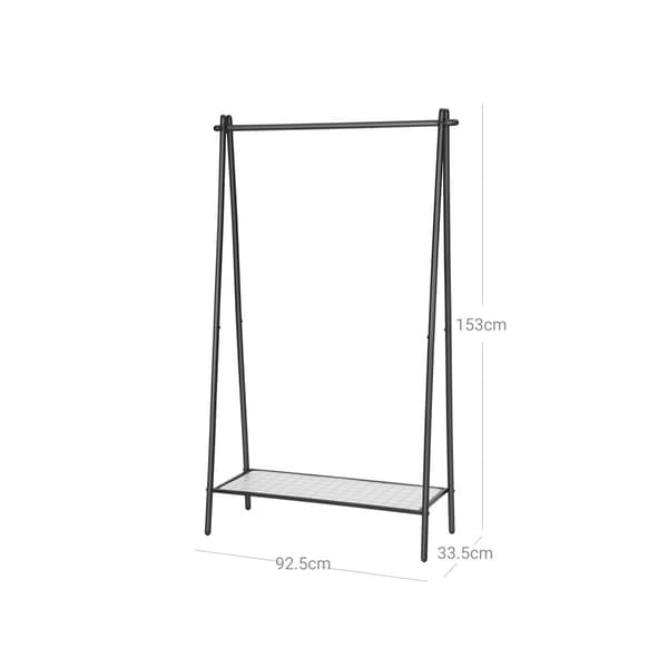 Rootz Minimalist Klädställ - Klädställ - Organizer - Stålkonstruktion - 92,5 cm x 33,5 cm x 153 cm - Mattsvart - Max belastning 40 kg - Skoförvaring -