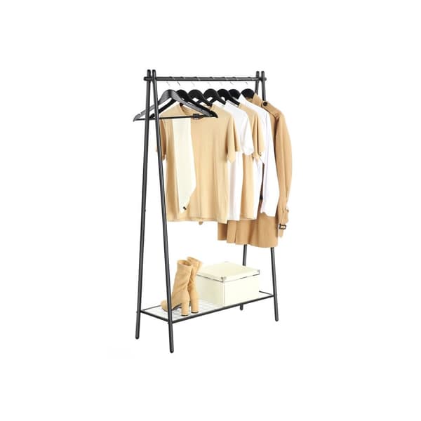 Rootz Minimalist Klädställ - Klädställ - Organizer - Stålkonstruktion - 92,5 cm x 33,5 cm x 153 cm - Mattsvart - Max belastning 40 kg - Skoförvaring -