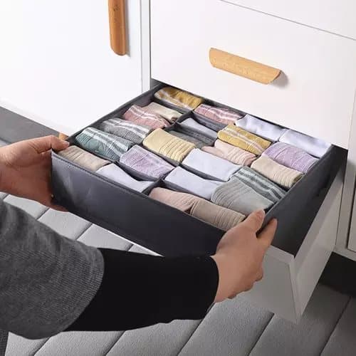 4-Pack Garderobsorganisatör Förvaring för Underkläder Byrå Grå