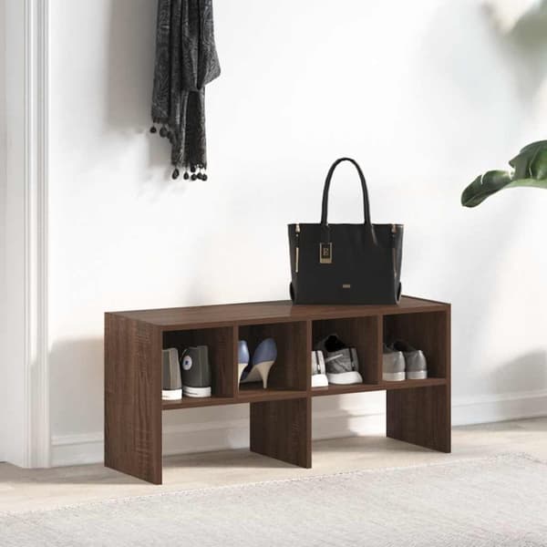 skostativ stabelbar 89,5x30x40 cm brun egetræsfarve