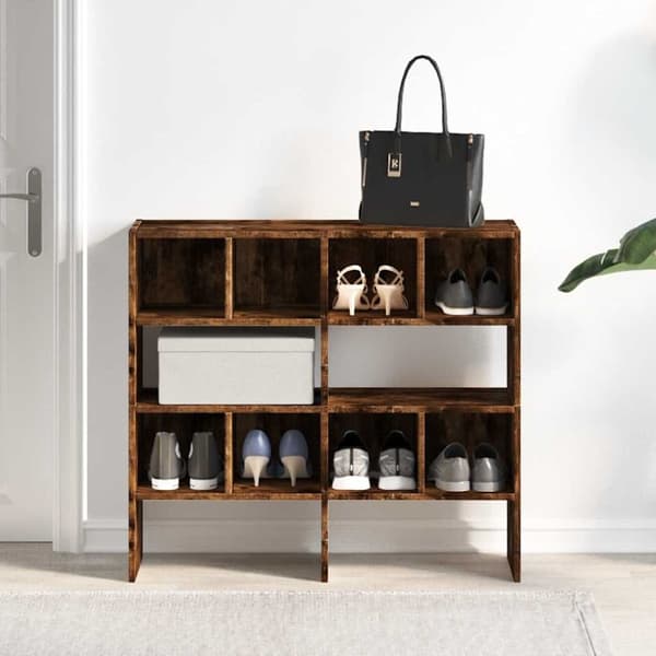 skostativer stabelbare 2 stk. 89,5x30x40 cm røget egetræsfarve