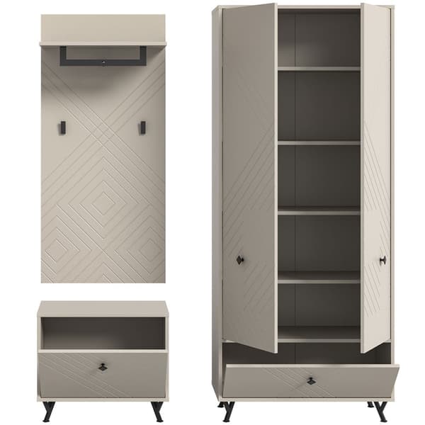Notes garderob uppsättning matt beige.