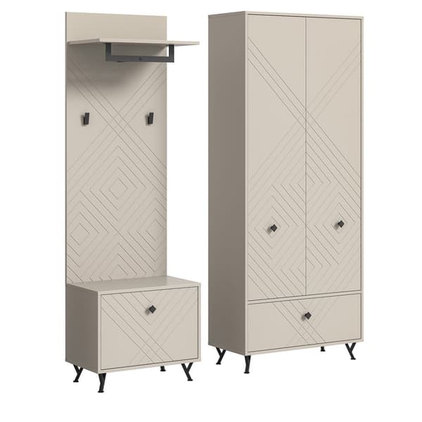 Notes garderob uppsättning matt beige.