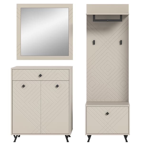 Notes garderob uppsättning matt beige.