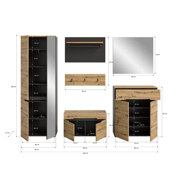 Canu garderobe oppstilling eik dekor.