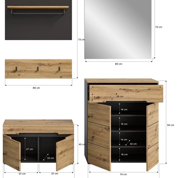 Canu garderobe oppstilling eik dekor.
