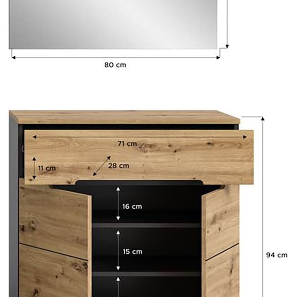 Canu garderobe oppstilling eik dekor.