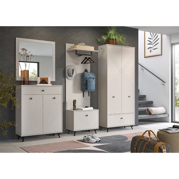 Notes knaggerekke 2 knagger 1 hylle matt beige.