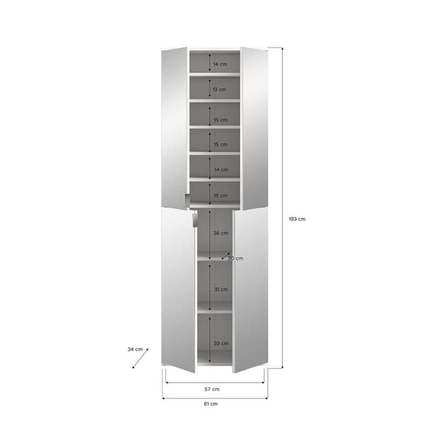 ProjektX garderobe oppstilling eik dekor, speil.