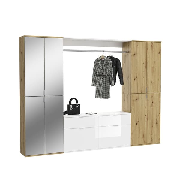 ProjektX garderobe oppstilling eik dekor, speil.