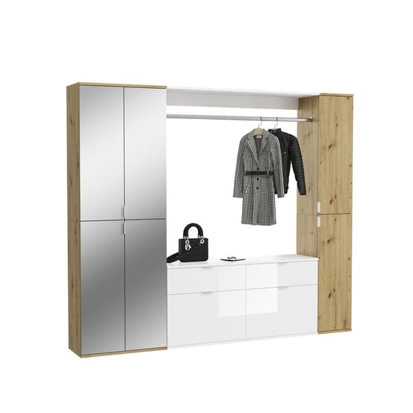 ProjektX garderobe oppstilling eik dekor, speil.