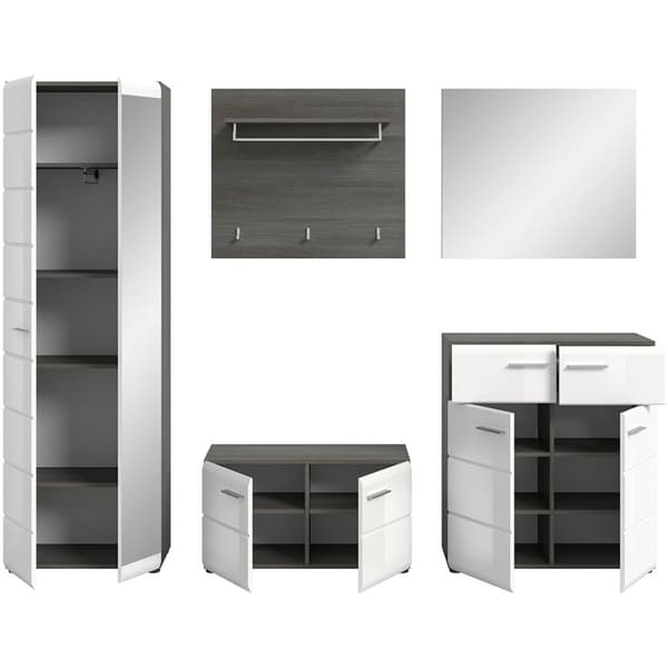 Salsa garderobe oppstilling hvit høyglans.