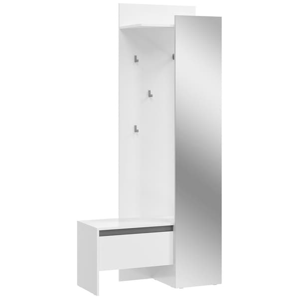 Torino garderobe oppstilling 1 skuffe 3 knagger 1 hylle hvit.
