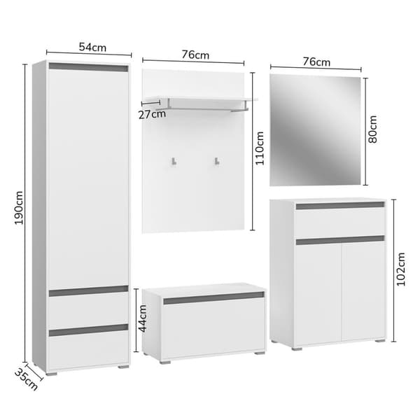 Torino garderobe oppstilling hvit.
