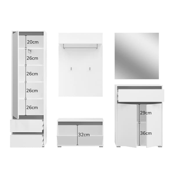 Torino garderobe oppstilling hvit.