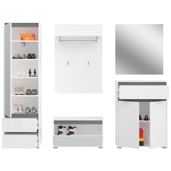 Torino garderobe oppstilling hvit.