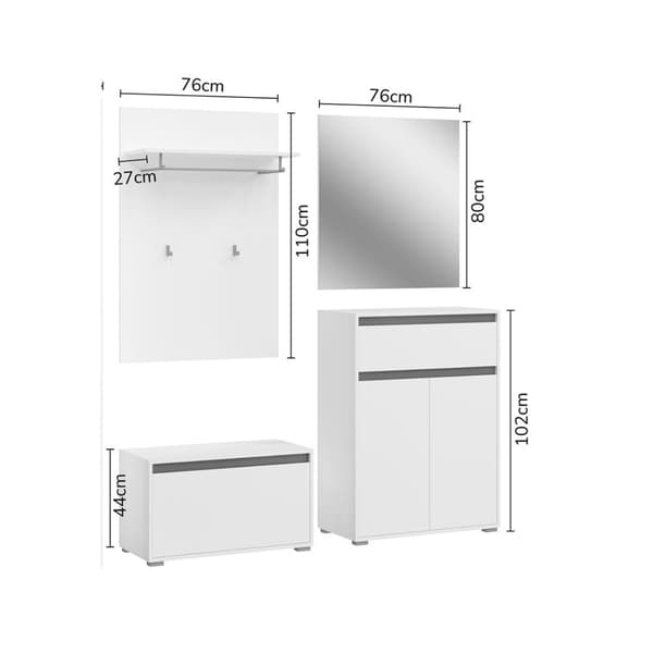 Torino garderobe oppstilling hvit.