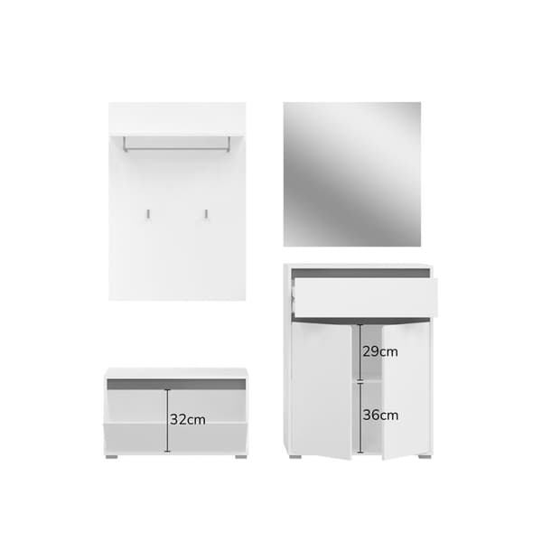 Torino garderobe oppstilling hvit.