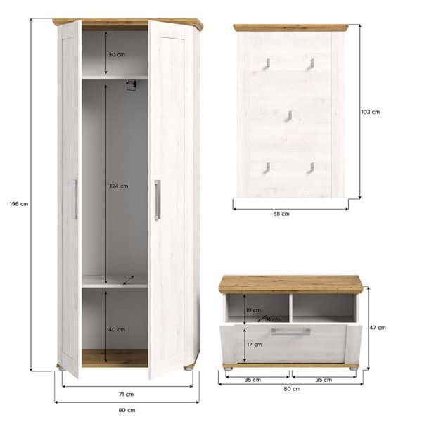 Verona garderobe oppstilling lerk dekor.