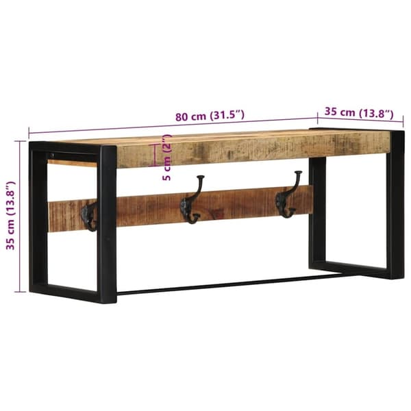 vidaXL Knaggrekke 80x35x35 cm heltre grovt mangotre