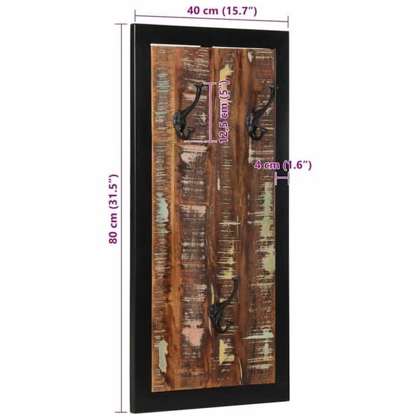 vidaXL Klädhängare flerfärgad 40x2x80 cm massivt trä återvunnet