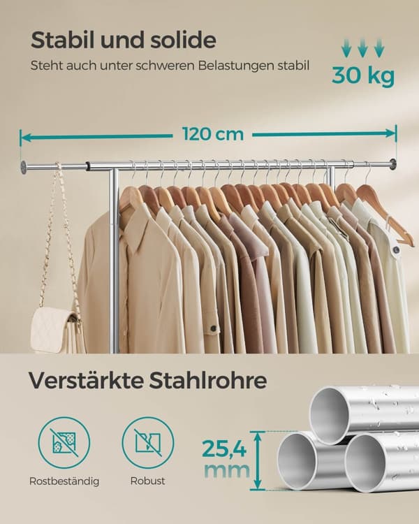 Tøjstativ på hjul med en belastningskapacitet på op til 45 kg, duergrå