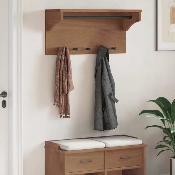 vidaXL væghængt knagerække SANDNES 87x30x42 cm massivt fyrretræ