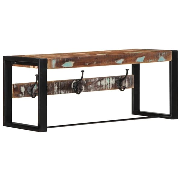 vidaXL knagerække 80x35x35 cm massivt genbrugstræ flerfarvet