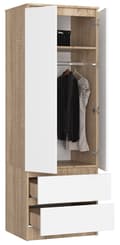 Miniatyrbillede 2 af 6: SKAB STAR S 60 cm 2 DØRE 2 SKUFFE PK SONOMA / HVID
