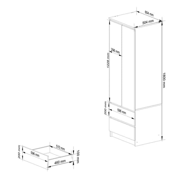 SZAFA STAR S 60 cm 2 DØRE 2 SKUFFE PK SONOMA