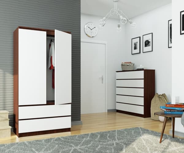 SKÅP S 90 cm 2 DÖRRAR 2 LÅDOR WENGE / VIT