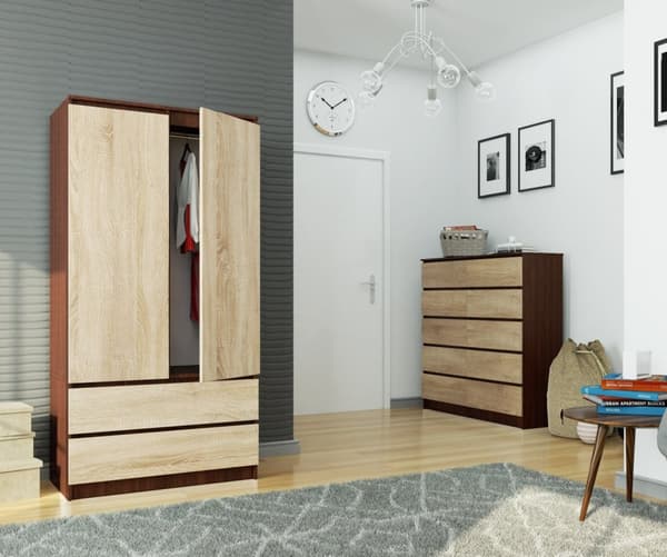 SKÅP S 90 cm 2 DÖRRAR 2 LÅDOR WENGE / SONOMA