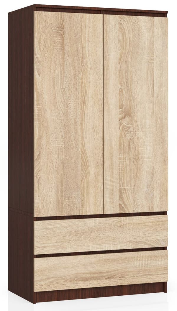 SKÅP S 90 cm 2 DÖRRAR 2 LÅDOR WENGE / SONOMA