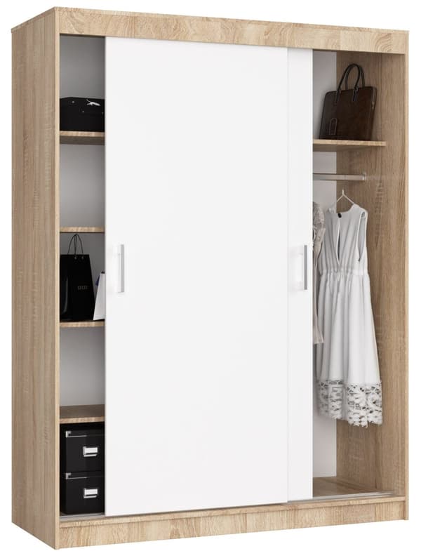 SKAB MED SKYDENDES DØR 150 cm CLP MONO SONOMA/HVID