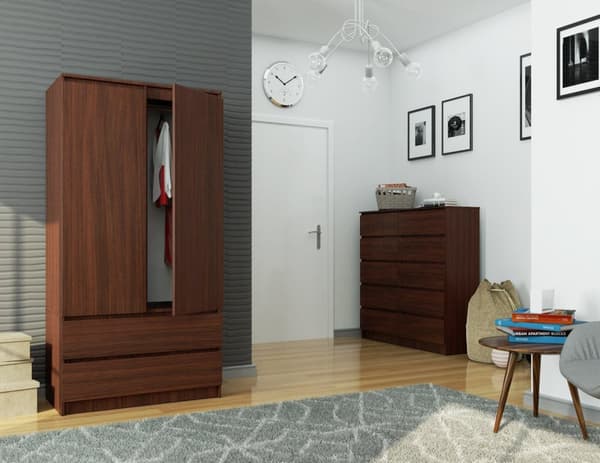 SKÅP S 90 cm 2 DÖRRAR 2 LÅDOR WENGE