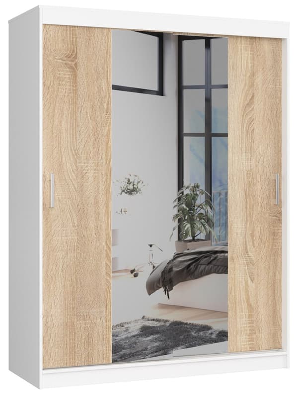 SKABE MED SKYDEDØRER 150cm CLP HVID / SONOMA