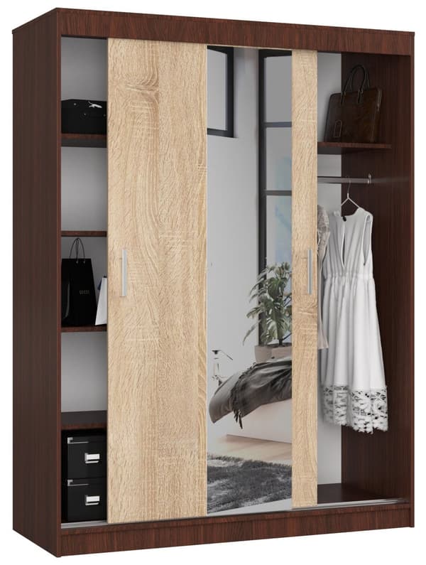 SKJUTDÖRRSSKÅP 150cm CLP WENGE / SONOMA