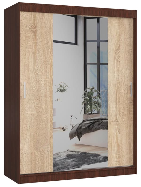 SKJUTDÖRRSSKÅP 150cm CLP WENGE / SONOMA
