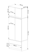 Miniatyrbillede 3 af 5: SKAB MED OVERBYGNING S 90 cm 2 DØRE 2 SKUFFE WENGE / HVID
