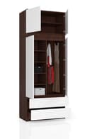 Miniatyrbillede 2 af 5: SKAB MED OVERBYGNING S 90 cm 2 DØRE 2 SKUFFE WENGE / HVID