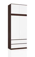 Miniatyrbillede 1 af 5: SKAB MED OVERBYGNING S 90 cm 2 DØRE 2 SKUFFE WENGE / HVID