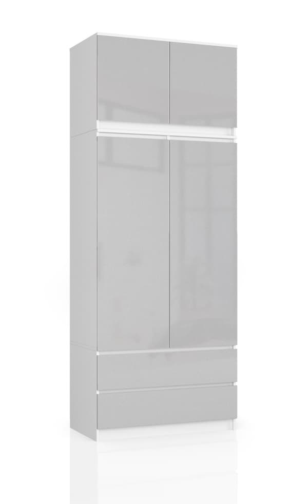 SKÅP MED ÖVERDEL S90 2D 2SZ CLP PK METALLISK GLANS