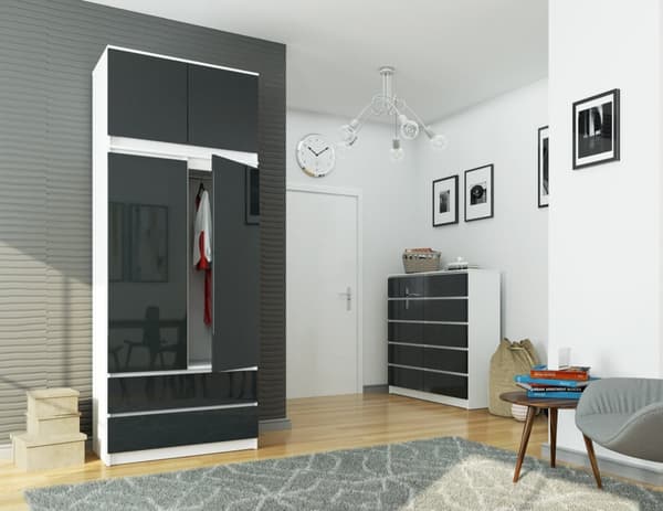 SKAB MED OVERSKAB S90 2D 2SZ CLP PK GRÅ GLANS