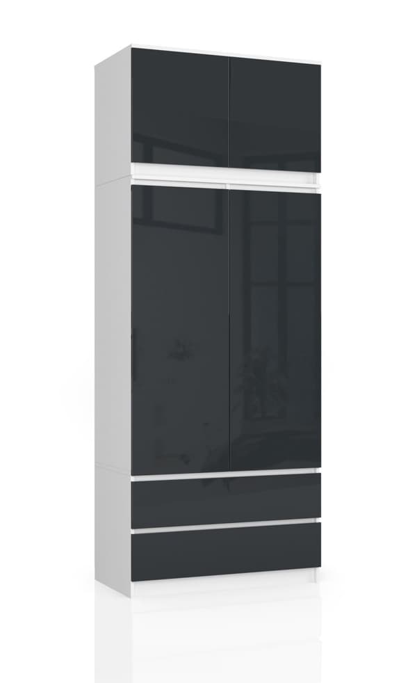 SKAB MED OVERSKAB S90 2D 2SZ CLP PK GRÅ GLANS
