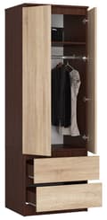 Miniatyrbillede 2 af 6: SKAB STAR S 60 cm 2 DØRE 2 SKUFFE WENGE / SONOMA